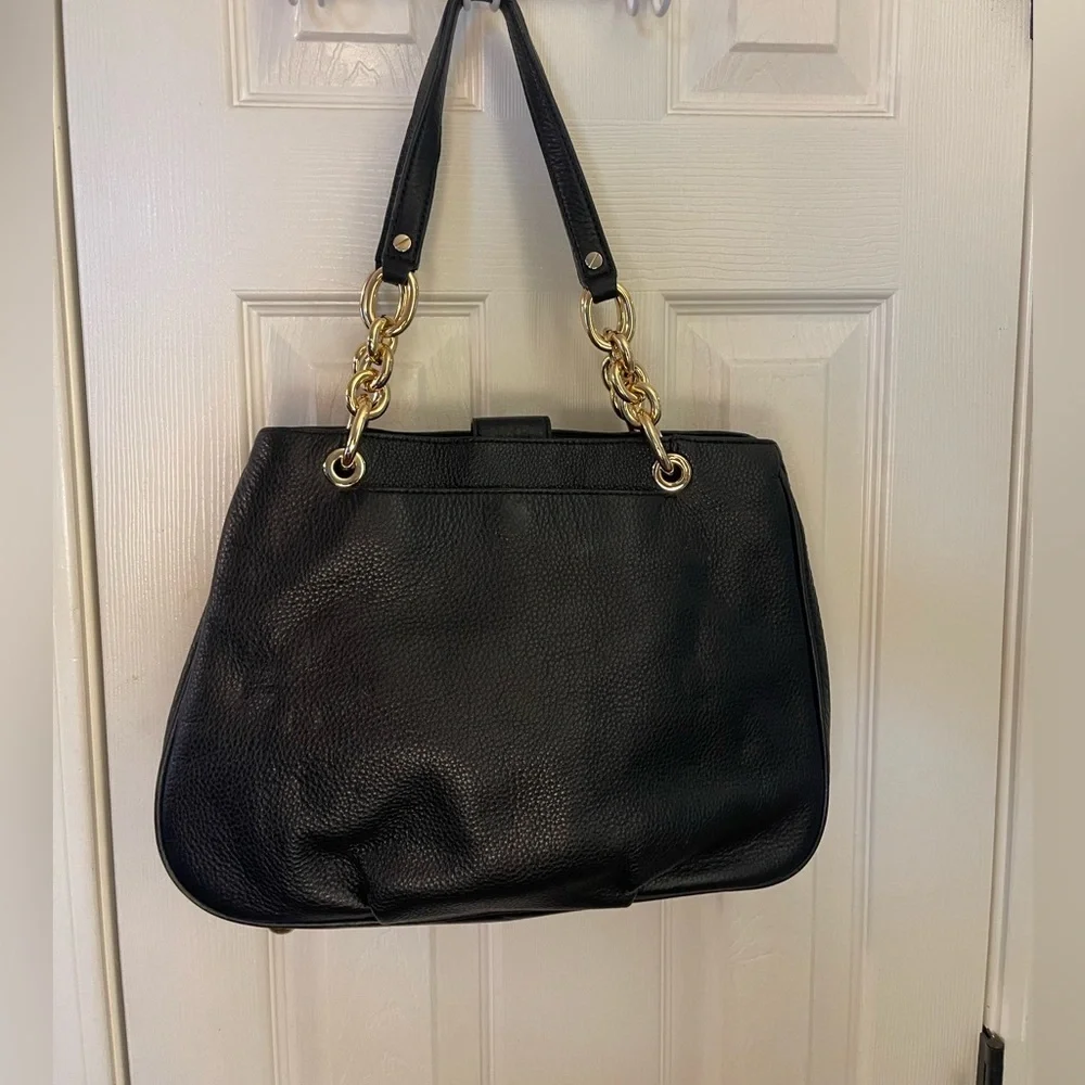 Michael Kors Fulton Chain Tote Black Leather Bag